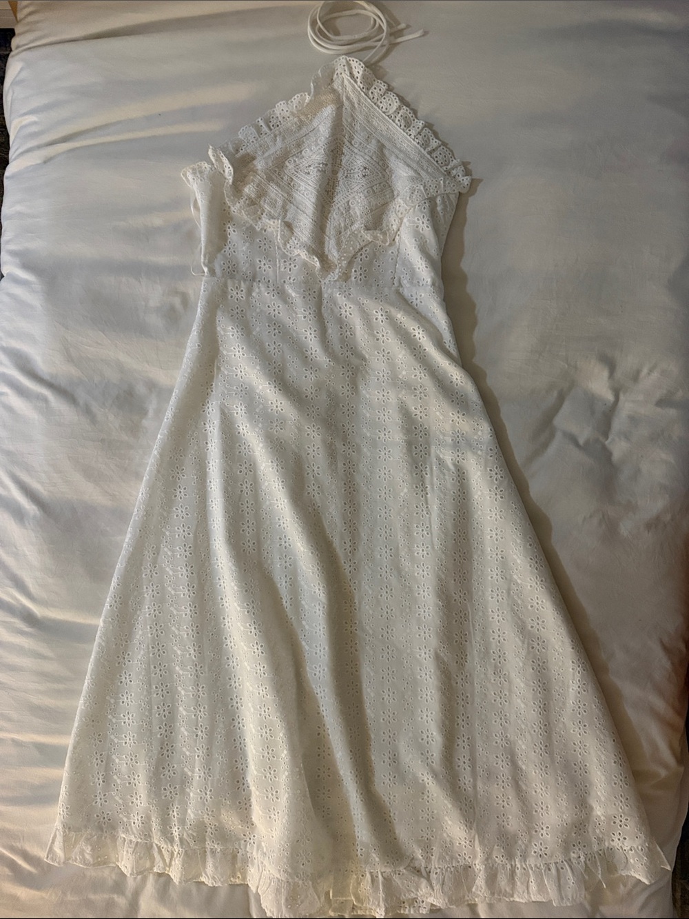 Altar'd State White Eyelet Lace Maxi Dress